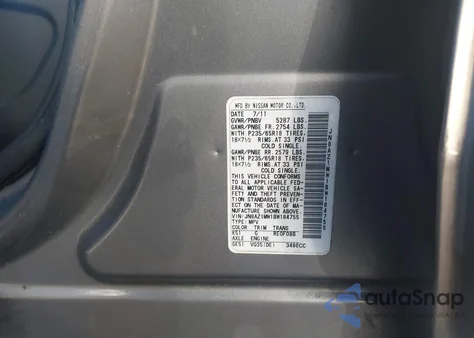 2011 Nissan Murano Sl from USA, damaged, VIN JN8AZ1MW1BW184755